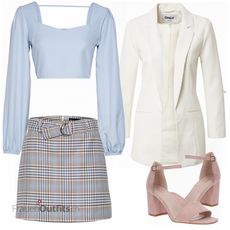 Outfit mit Grau/Weiß Rock Gina Tricot "Toller Look für den Frühling"