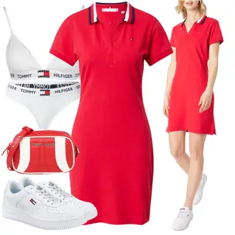 Outfit mit Rot Kleid Große Größe Tommy Hilfiger "Sommerliches Sport Outfit"