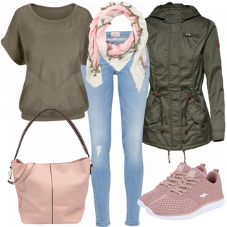 Outfit mit Beige Sneaker Kangaroos "Pleasure"