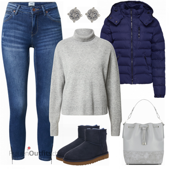 Outfit mit Blau Stiefel UGG "Bequemer Freizeitlook"