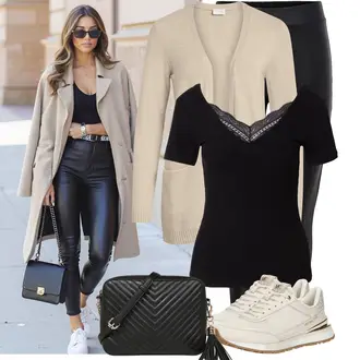Tapered Outfit sa Crna Tajice Velika Veličina Only "Moderni outfit za proljeće"