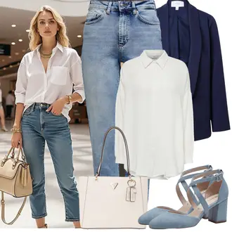 Kombinacije za bucmaste Ured sa Tamnoplava/Plava Nekategorizirano Vila "Proljetni Outfit"Look: Ured, Poslovni