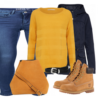 Outfit met bruin Laars Timberland "Leah"