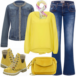 Outfit mit Gelb Stiefel Rieker "Street Style Outfit"