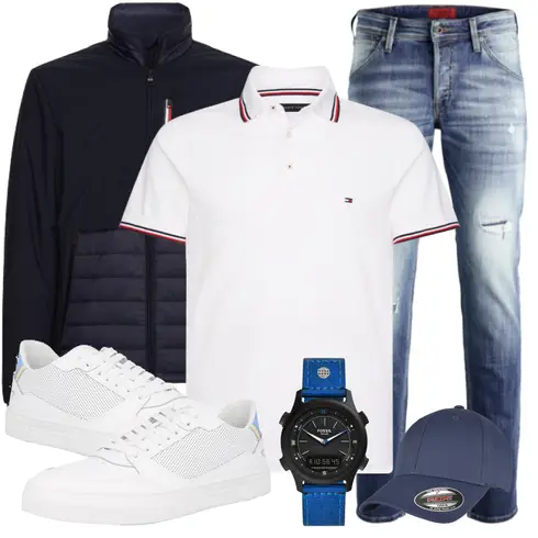 Weiß Poloshirt/Schlaghose Tommy Hilfiger kombinieren