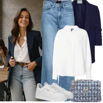 Carina Outfit sa Bijela/Bež Tenisica s platformom Puma "Proljetni Outfit"