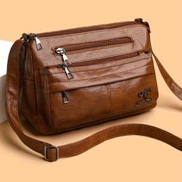 Vintage Style Crossbody Bag For Women, Water-resistant, Adjustable Strap, Zip Closure, Solid Color, Polyester Lined, Machine Washable -