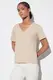 Trendyol Beige 100% Cotton Premium Basic V-Neck Knitted T-Shirt