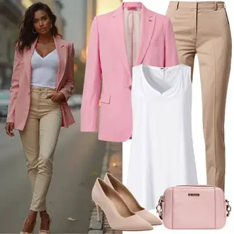 Outfit sa Smeđa/Bež/Kaki Elegantna Cipela/Poslovna Obuća/Salonka Udobna pumpa/Pumpa na Niskoj Peti/Vintage Pumpa Tamaris "Stilski outfit za proljeće"