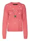 VERO MODA Pulover 'Candy Heart'  tamno zelena / svijetloroza / crvena / bijela