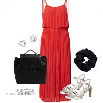Outfit mit Rot Jumpsuit Vila "Alles fehlt ohne dich"