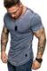 Amaci&Sons Oversize Herren Vintage Verwaschen T-Shirt V-Neck Basic V-Ausschnitt Shirt 6083 Blau S
