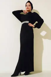 15900 Hijab Knitwear Dress - Black