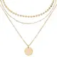 BONNYBIRD® Layering Ketten Set Gold - Boho Kette Damen Mehrreihige Kette Gold mit Anhänger Edelstahlkette Dreifach Kette Plattenkette Goldkette Damen