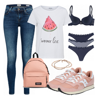 Outfit mit Beige Sneaker Saucony "Comfort"
