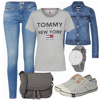 Canvas Outfit mit Canvas-Sneaker Mustang "Tommy Jeans"