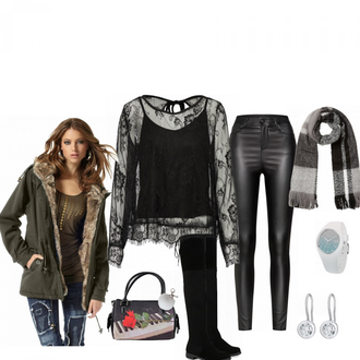 Elegant Outfit mit Schwarz Overknee Stiefel/Flache Overknee Stiefel Stiefelparadies "Amomentlikethis"Look: Rad, Oversize, Overdressed, Casual, Premium, Unisex, Elegant, Schlichte