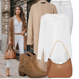 Outfit mit Braun/Khaki/Grau/Beige Leder Stiefelette/Biker Boot/Cowboystiefel/Flache Stiefelette/Gefütterte Stiefelette/Sommerstiefelette/Western Stiefelette Tamaris "Stilvoller Look für den Frühling"