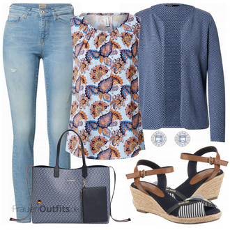 Outfit mit Blau/Hellblau/Braun Lederjacke/High Waist Jeans/Jeans mit Schlitz/Push up Jeans/Schlupfjeans/Leder Schuhe/Herren Lederjacke Only "Buntes Sommer Outfit"