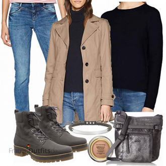 Outfit mit Schwarz Stiefel Camel Active "Vero Moda mantel"