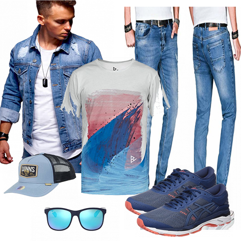 Blau Schuh Asics kombinieren