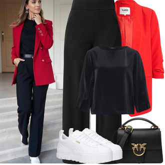 Sommer Vorstellungsgespräch Outfit mit Rot Mantel/Strick Große/Bluse Große Größe/Tunika/3/4 Bluse/Bluse Mit Ellen­bogen-patch/Bluse mit Stehkragen/Klassische Tunika/Lederjacke/Longbluse/Einfarbige Bluse Only "Frühling outfit"