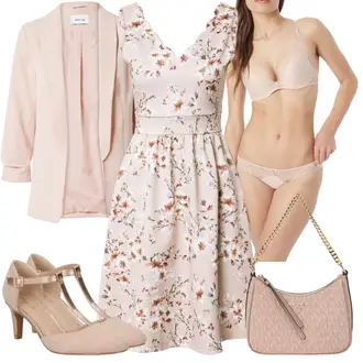 Geblümt Outfit mit Rosa/Lila/Weiß/Braun Kleid Große Größe/A-Linien Kleid/Lässiges Kleid/Baumwollkleid/Kleid mit Tasche/Bedrucktes Kleid/Kleid Standesamt-gast/Ärmelloses Kleid/Sommerkleid About You "Abend Outfit"