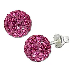 SilberDream Ohrstecker Glitzerkugel 8mm pink Preciosa Zirkonias Sterling Silber 925 Ohrring GSO2808P