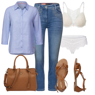 Vintage Outfits mit Blau Jeans CECIL "Sommer Look"