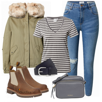 Outfit met bruin Laars Camel Active "Winteroutfit"