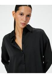 Satin Shirt Long Sleeve Buttoned Standard Cut