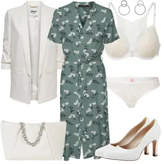 Outfit mit DunkelGrün/Hellblau/HellGrün/Grün Kleid Große Größe/Tunika VERO MODA "Business Look für Damen"