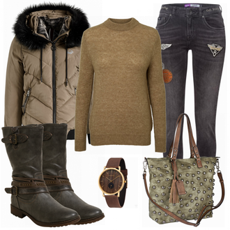 Outfit mit Schwarz Jeans Superdry "Mustang"