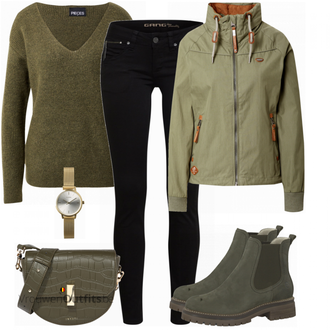 Outfit met zwart Gang "Outfit in warme winterkleuren"