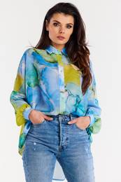 Woman's Shirt A513 Blue/Pattern