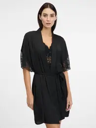 Black women's satin robe - Women's