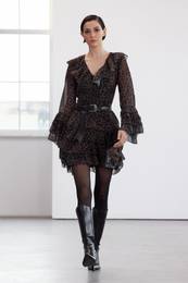 Limited Edition Brown Leopard Mini Chiffon Woven Dress with Flounce Skirt