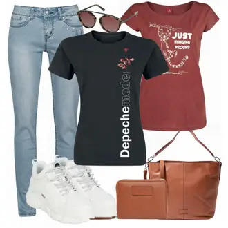 Outfit mit Blau T Shirt Depeche Mode "Depeche Mode Violator"