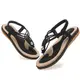 WINZYU Sandalen Damen Sommer Flach Sandaletten Zehentrenner Schuhe Schwarz 38 EU