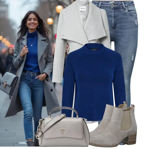 Blau/DunkelBlau Strick Große/Kaschmir-Strickjacke/Stehkragen-Strickjacke/Rundhals-Strickjacke/Wolle Strickjacke/Kaschmir Pullover/Feinstrickpullover/Wollpullover/Einfacher Pullover/Mohair Pullover/Basic Pullover Pieces kombinieren