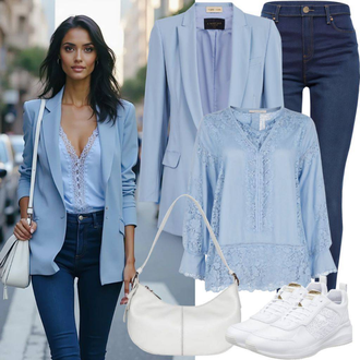 Tenues en Jeans avec Bleu clair/Bleu Costume Blazer Casual/Blazer Oversize/Blazer Court/Veste en Cuir pour Homme/Veste en cuir pour hommes/Blazer Élégant/Blazer Chemisier/Blazer Long/Blazer Boyfriend/Tunique/Chemisier Grande Taille Pieces "Look de printemps"