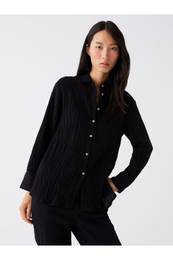 Lcwk Plain Long Sleeve Oversize Muslin Women's Shirt