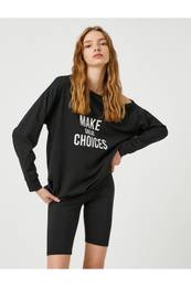 Oversized Sports Sweatshirt with Print Window Detailed