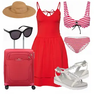Outfit mit Rot/Dunkelrot/Rosa A-Linien Kleid/Sommerkleid/Kleid mit Tasche/Ärmelloses Kleid/SkaterKleid/Jerseykleid/Tenniskleid/Tunika Only "Only"