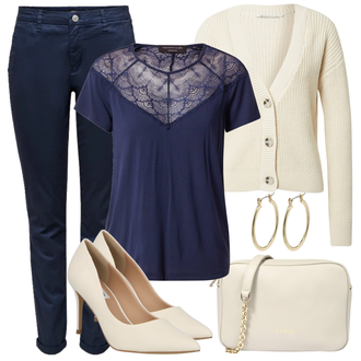 Outfit mit Rosa/Beige/Blau High Heel/High Heels Stiefelette Steve Madden "Büro Outfit"