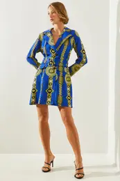 Women's Patterned Mini Jacket Dress 2150