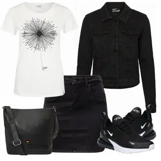 Kurz Outfit mit Schwarz/Dunkelblau Mantel/Cordjacke/Kurzjacke/Jeansjacke/Shirtjacke/Kurze Jeansjacke/Sommerjacke/Bluse Große Größe Noisy may "Praktischer Look"
