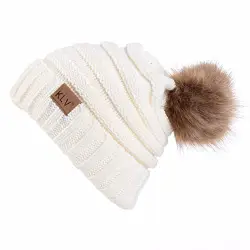 SHOBDW Winter Strickmütze Männer Frauen Baggy Warm Crochet Winter Wolle Stricken Ski Beanie Schädel Slouchy Caps Hut (Weiß)