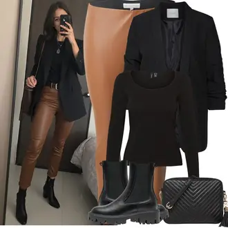 Kombinacije za festival sa Crna Pieces, Crna Obični top/Pleteni top/pletena košulja/Duga košulja/Majica dugih rukava/Party Top/Košulja top VERO MODA, Crna/Bijela/Smeđa Torbica/Torba Za Preko Ramena/Torbica/Mala Torbica/Torba za rame/Torbica za telefon/Torba preko ramena About You, Crna Chelsea Gležnjača/Kožna gležnjača/Čizma s Platformom/Podstavljena Gležnjača/Gležnjača s platformom Only "Proljetni Outfit"