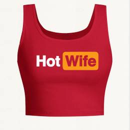 Home ] Damen Hot Wife Rotes Tanktop - Sexy Tiefes Rundhals, Nahtloses Ärmelloses -Top, Ideal für Frühling & Sommer Yoga und Freizeitkleidung,